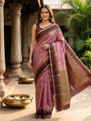Dusty Mauve and Wine Pure Kanchipuram Silk Saree