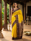 Yellow and Wine Pure Kanchipuram Silk Saree