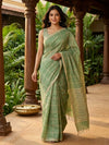 Sage Green and Beige Checked Nagamam Cotton Saree