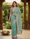 Sea Green and Gold Designer Tissue Saree