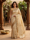 Cream and Gold Dola Silk Saree