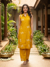 Mustard Yellow Geometric Print Cotton Co-ord Set Kurti Set