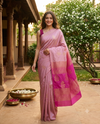 Pink with Magenta Kanchi Semi Silk Saree