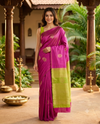 Magenta Pink with Lime Green Kanchi Semi Silk Saree
