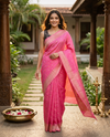 Pink with Gold Zari- Semi Tussar Saree