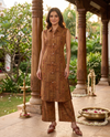 Brown Co-ord Set with A-Line Cut