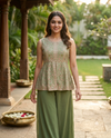 Sage Green Floral Embroidered Sequin Sharara Set