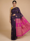 Deep Purple with Magenta Pink Semi Silk Saree