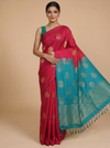 Magenta Pink with Teal Blue Semi Silk Saree