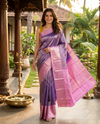 Lavender Purple and Pastel Pink Pure Kanchipuram Silk Saree