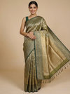 Golden Zari and Emerald Green Kanchipuram Pure Mix Saree