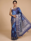 Royal Blue with Indigo Blue - Semi Raw Silk Saree