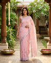 Light Pink with Silver - Linen Cotton Saree