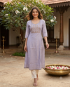 Lavender Gold Zari Embroidered Anarkali Top