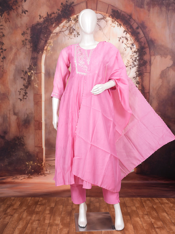 Pink with Pink Dupatta Ready Made Kurti Set
