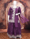 Purple with white zari Dupatta Ready Made Cholie Set