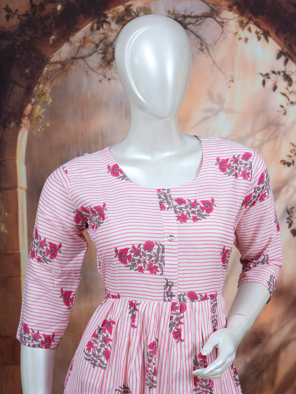 Pink Anarkali  Kurti Set