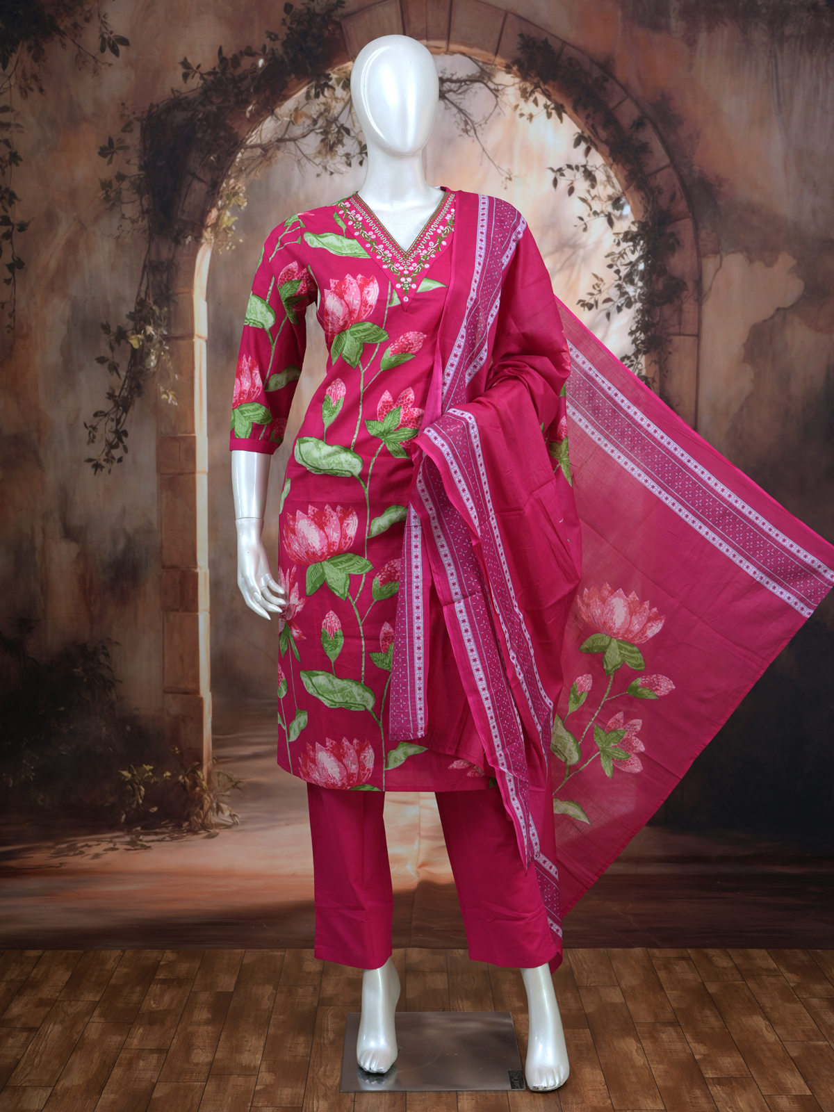 Magenta Pink with Pink Anarkali Kurti Set