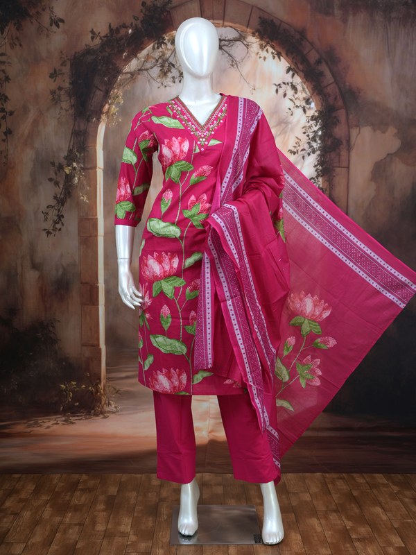 Magenta Pink with Pink Anarkali Kurti Set