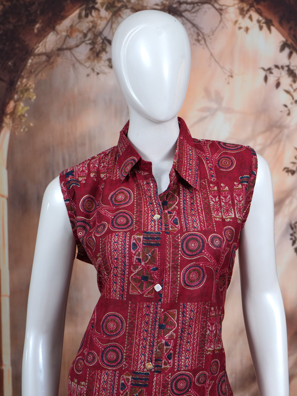 Maroon Co-ord Set with A-Line Cut