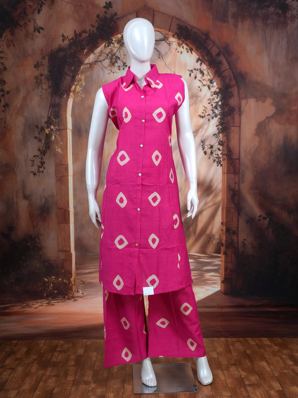 Pink Co-ord Set with A-Line Cut