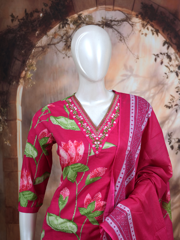 Magenta Pink with Pink Anarkali Kurti Set