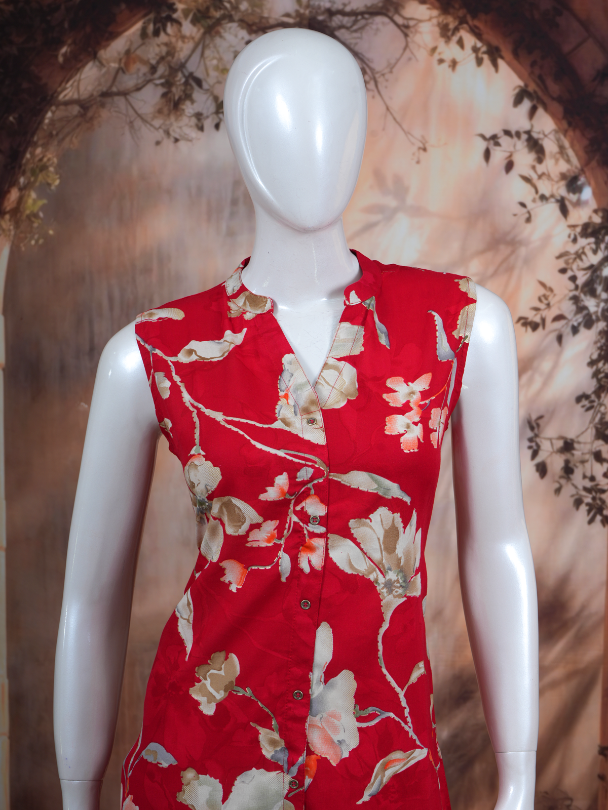 Red Co-ord Set With A-Line Cut