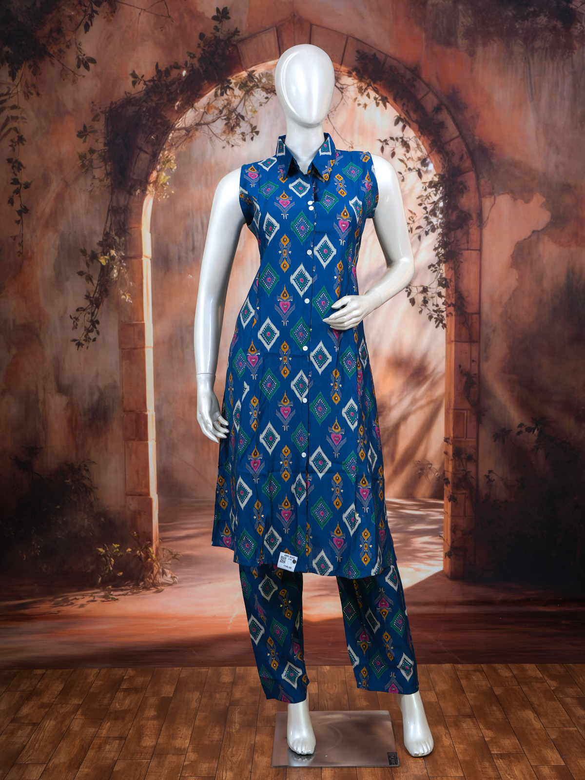 Royal Blue Co-ord Set with A-Line Cut