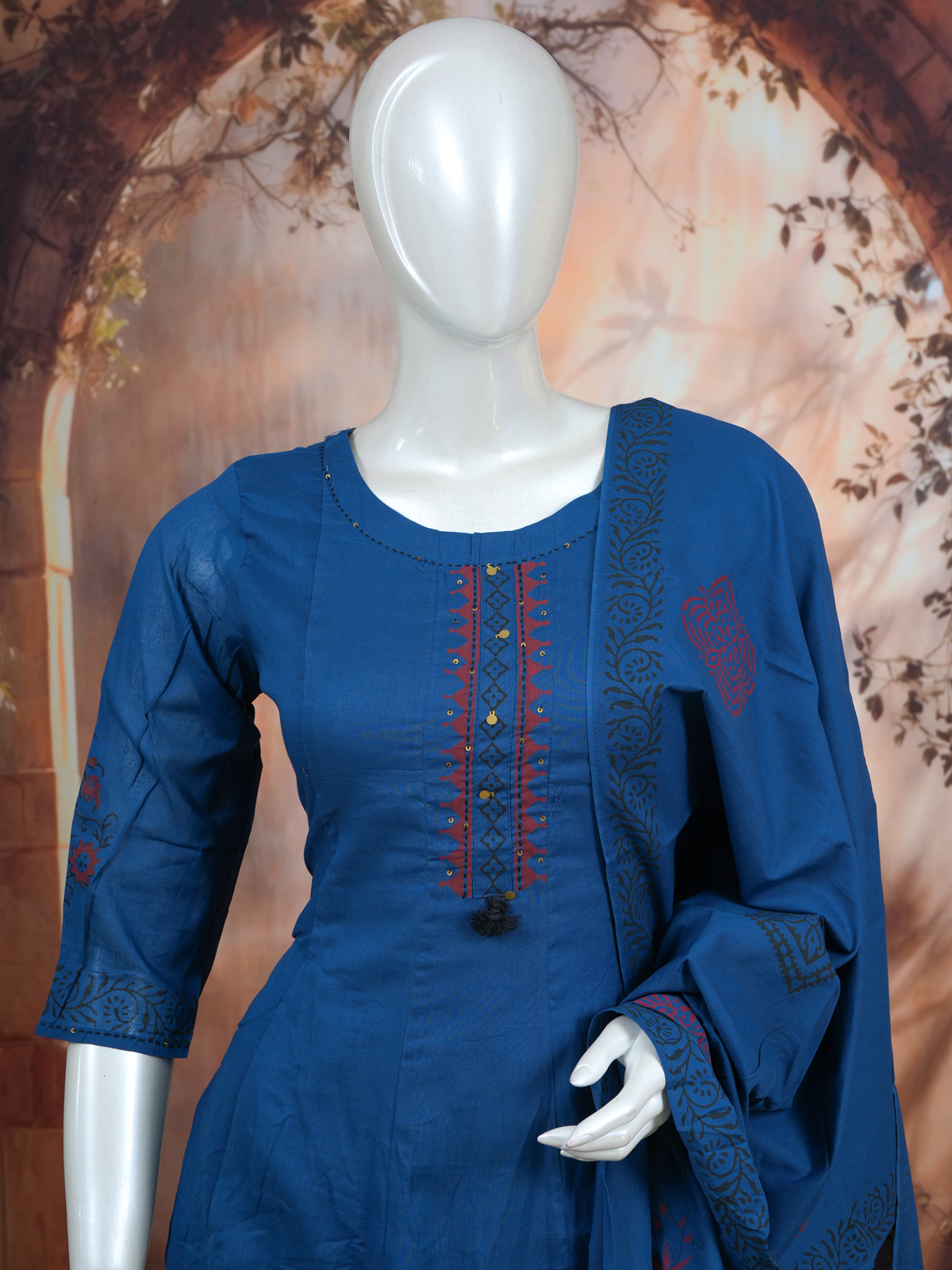 Prussian Blue with Dupatta Anarkali Kurti Set