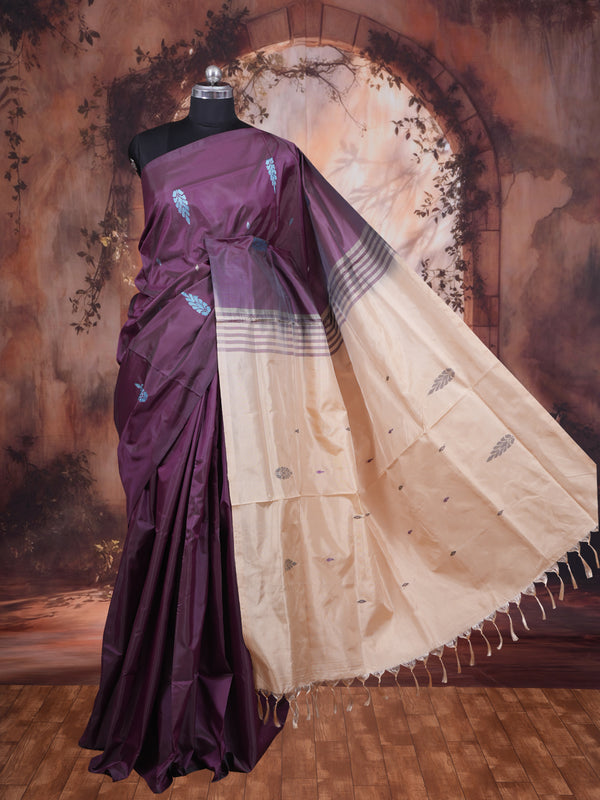 Purple with Beige Vaalai Naar Pattu Saree