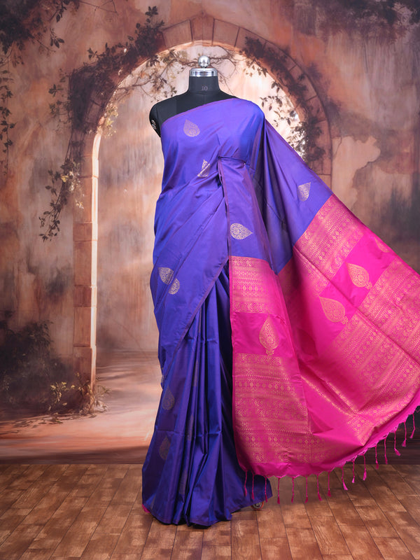 Purple with Pink - Semi Silk Saree