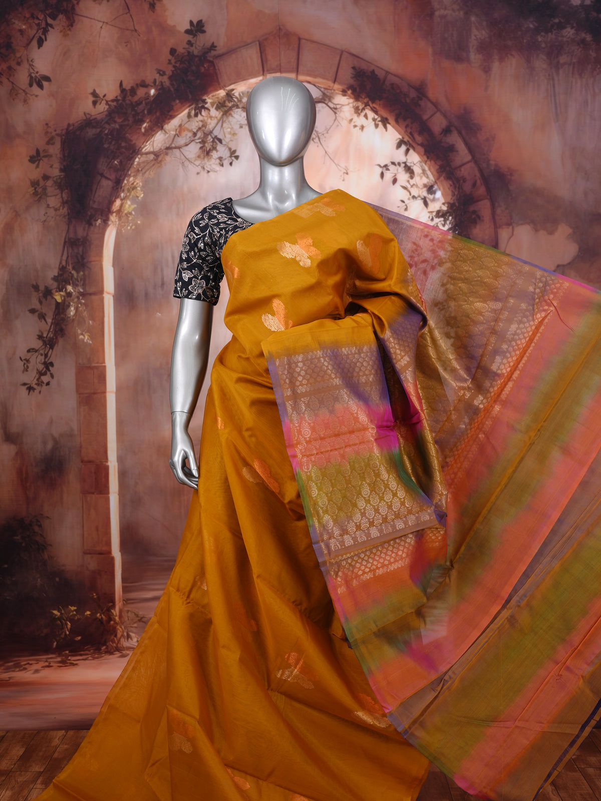 Elegant Mustard Yellow Pure Silk Cotton Saree