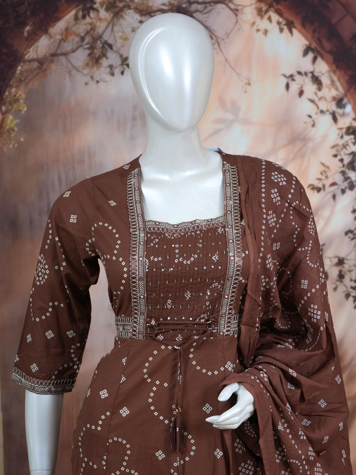Brown with Dupatta Umberella Set