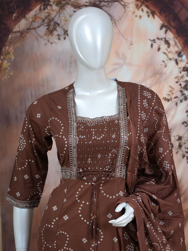Brown with Dupatta Umberella Set