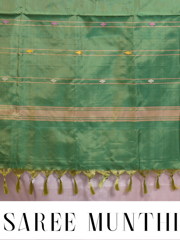 Pastel Pink with Green Munthi Vaalai Naar Pattu Saree