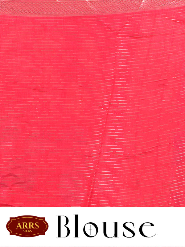 Sky Blue with Crimson Red - Semi Raw Silk Saree