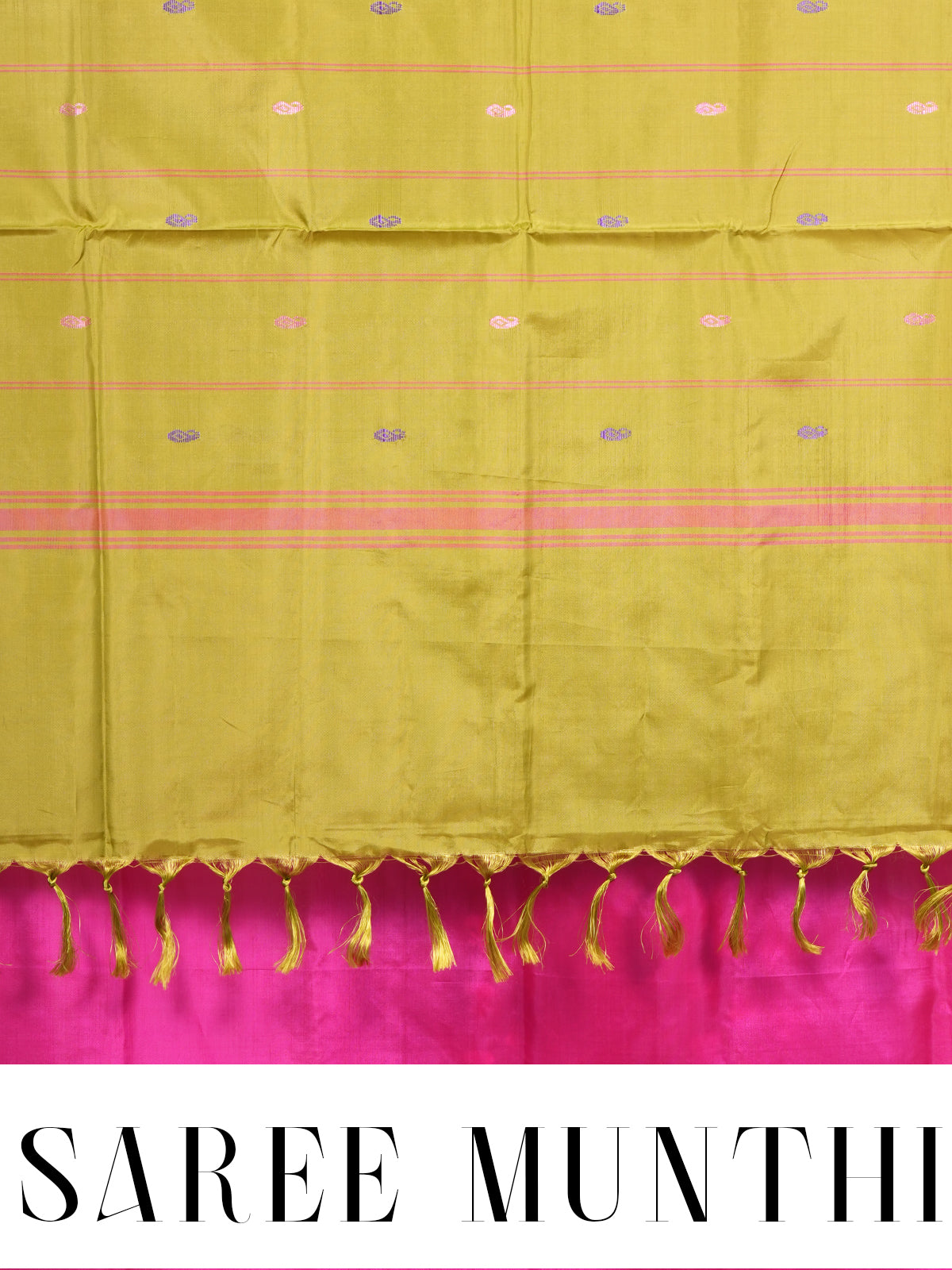 Pink with Olive Green Munthi Vaalai Naar Pattu Saree