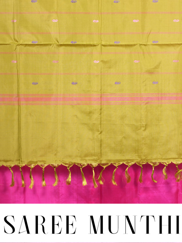 Pink with Olive Green Munthi Vaalai Naar Pattu Saree
