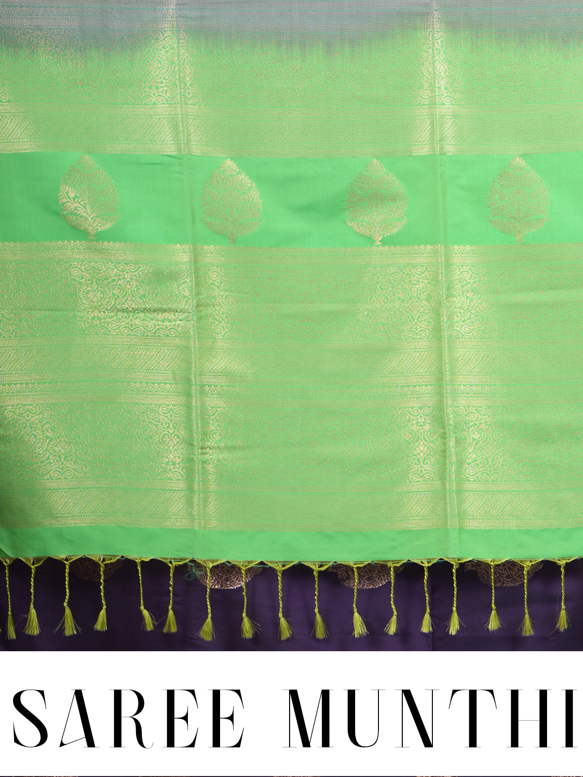 Purple with Light Green - Semi Silk Saree