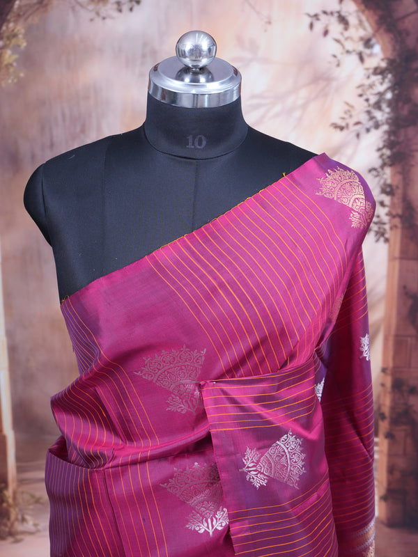 Magenta Pink Pure Soft Silk Saree