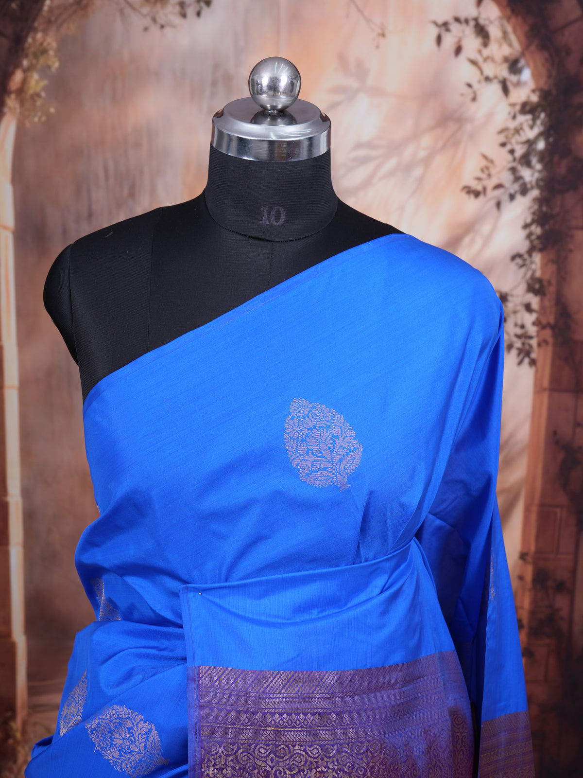 Royal Blue with Purple Semi Silk Saree