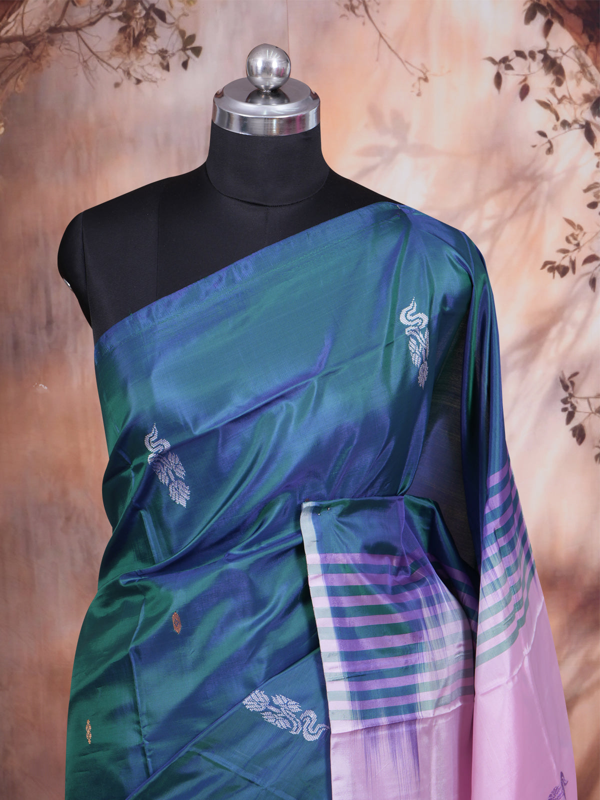 Peacock Blue with Lavender Vaalai Naar Pattu Saree