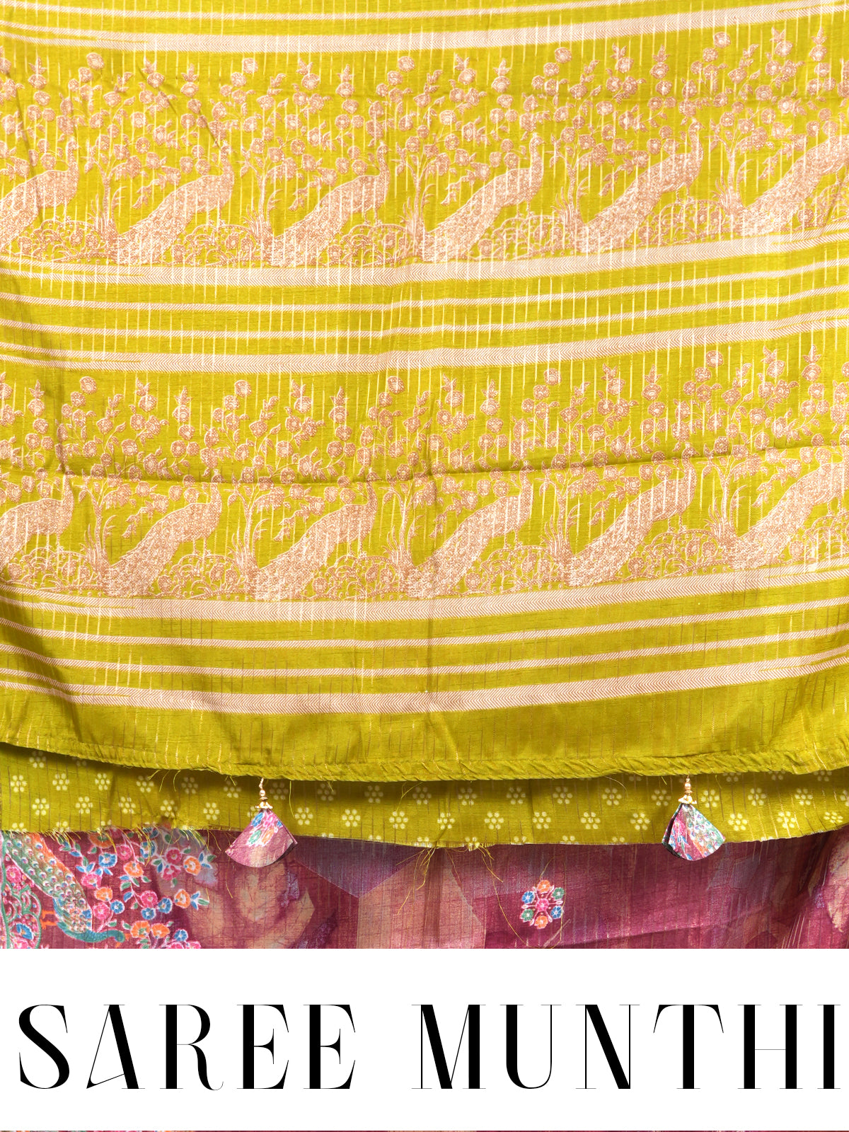 Mauve Pink with Olive Green - Semi Raw Silk Saree