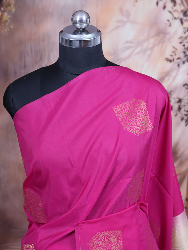 Magenta with Cream - Semi Silk Saree