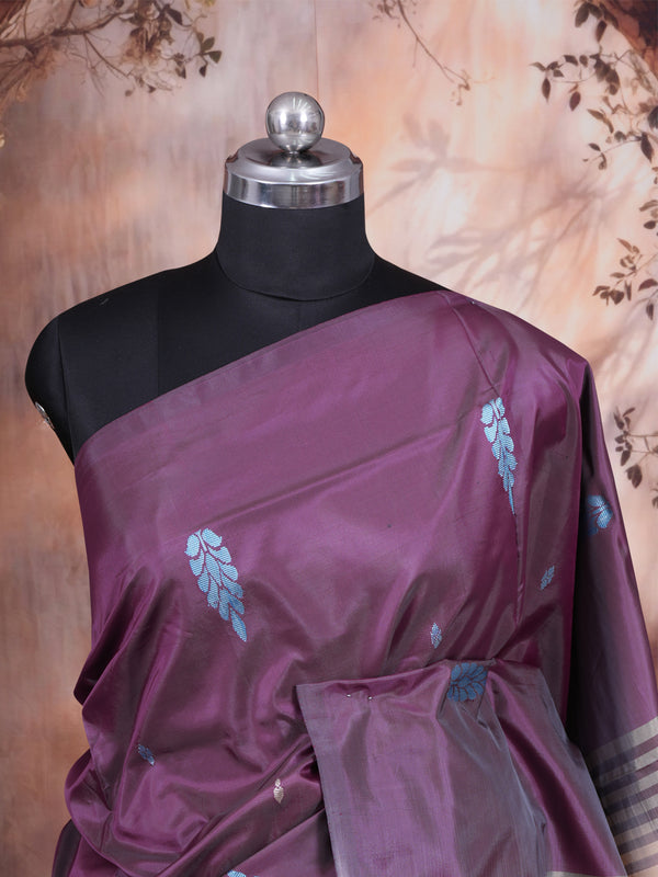Purple with Beige Vaalai Naar Pattu Saree