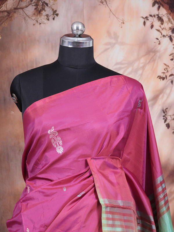 Magenta Pink with Sea Green Vaalai Naar Pattu Saree