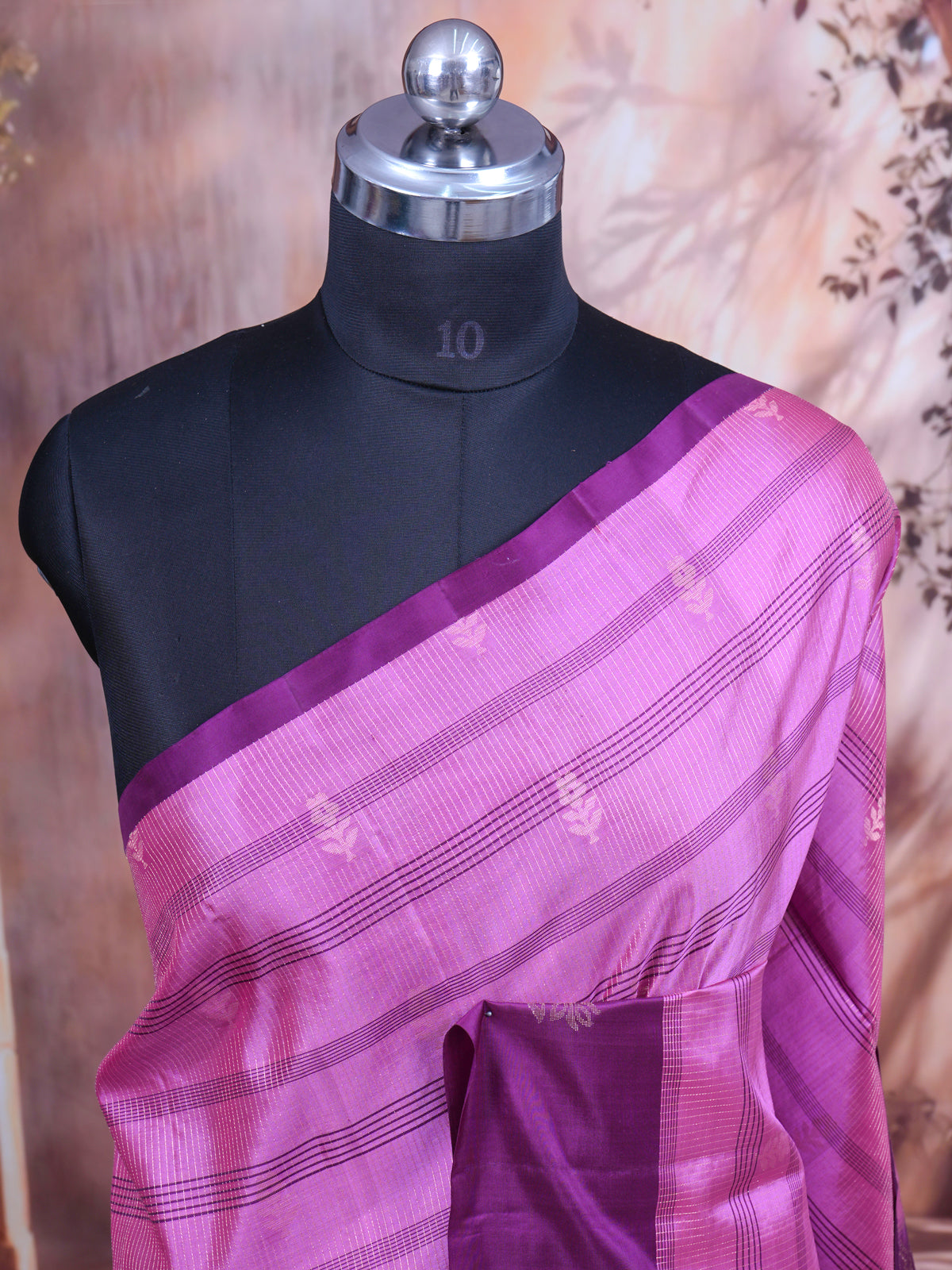 Orchid Pink and Wine Purple Pure Soft Silk Saree