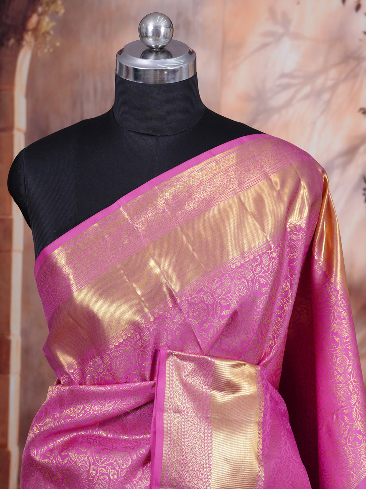 Pink Pure Kanchipuram Silk Saree
