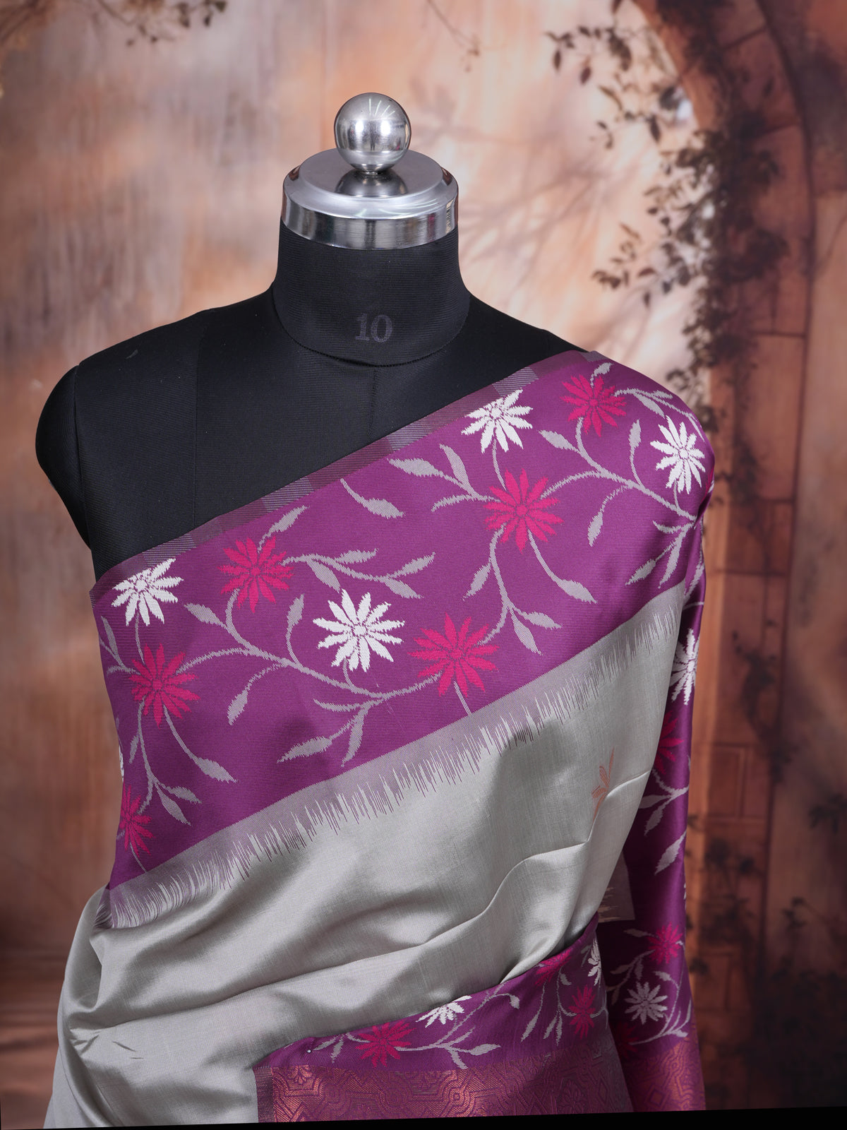 Silver with Purple Fancy Silk Saree