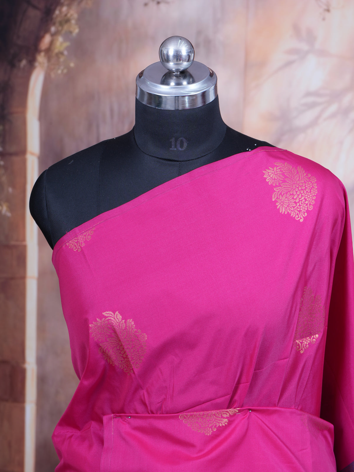 Magenta Pink with Turquoise Blue - Semi Silk Saree